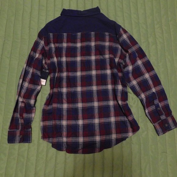 Navy Plaid L Button Down Shirt NWT - Picture 3 of 6